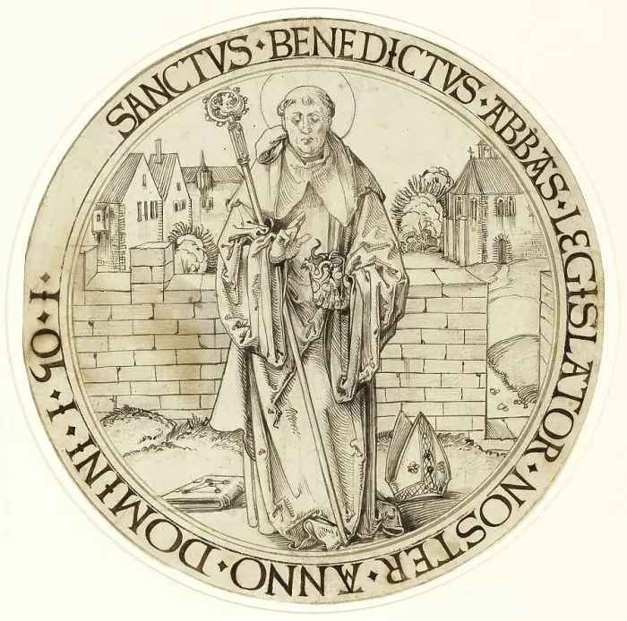 Framed Print : Saint Benedict Print, a 19th-century reproduction Framed Print : Saint Benedict Print, a 19th-century reproduction