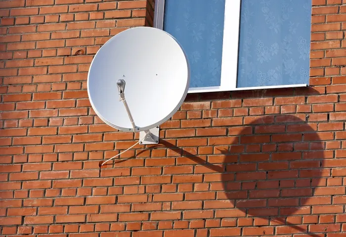 Framed Print : Satellite Dish Print on Brick Wall Framed Print : Satellite Dish Print on Brick Wall