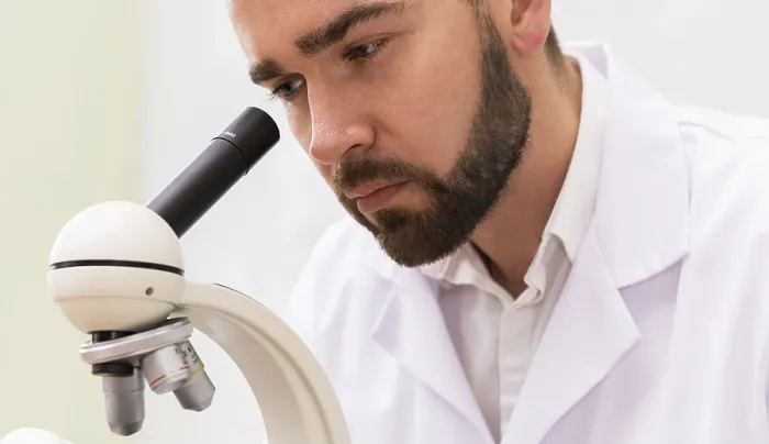 Framed Print : Scientist Using Microscope in Laboratory Print Framed Print : Scientist Using Microscope in Laboratory Print