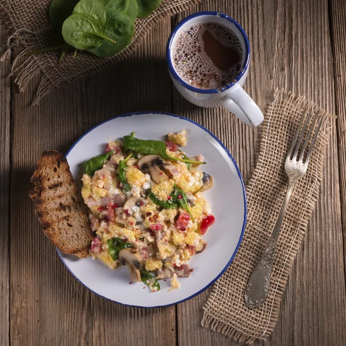Framed Print : Scrambled Eggs with Tomatoes and Spinach Print Framed Print : Scrambled Eggs with Tomatoes and Spinach Print