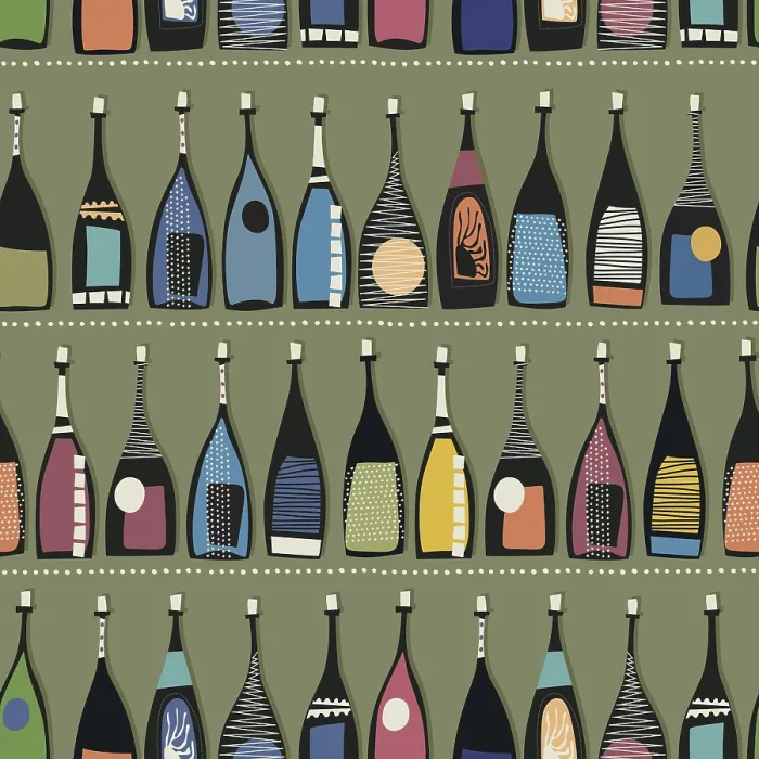 Framed Print : Seamless Print Pattern with Bottles in Vibrant Colors