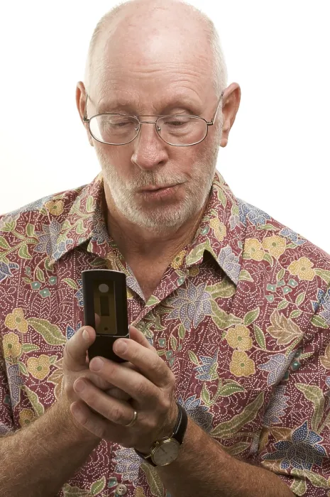 Framed Print : Senior Man Using Cell Phone Print Framed Print : Senior Man Using Cell Phone Print