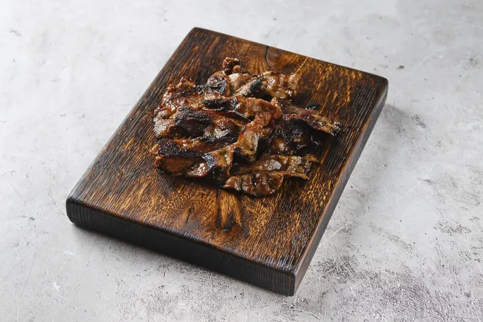 Framed Print : Serving Board with Fried Beef Bacon Strips Print Framed Print : Serving Board with Fried Beef Bacon Strips Print