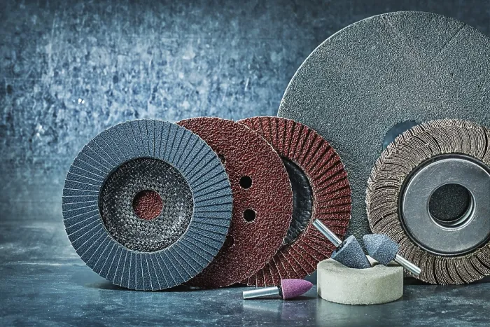 Framed Print : Set of Abrasive Tools Print on Metallic Background Framed Print : Set of Abrasive Tools Print on Metallic Background