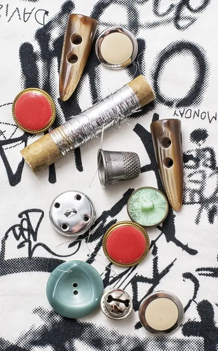 Framed Print : Set of Accessories for Sewing Threads and Buttons Print Framed Print : Set of Accessories for Sewing Threads and Buttons Print