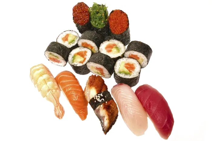Framed Print : Japanese Sushi Print on White Background Framed Print : Japanese Sushi Print on White Background