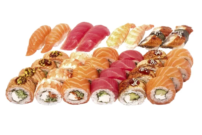 Framed Print : Set of Sushi Print on White Background Framed Print : Set of Sushi Print on White Background