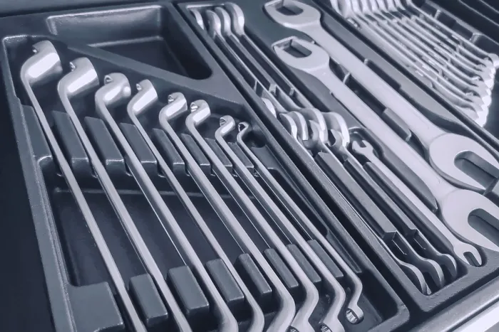 Framed Print : Set of Wrenches inside Toolbox Print Framed Print : Set of Wrenches inside Toolbox Print
