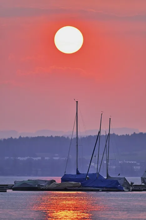 Framed Print : Setting Sun over Zug Boat Harbour Print Framed Print : Setting Sun over Zug Boat Harbour Print