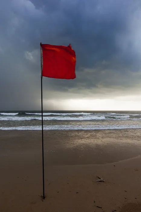 Framed Print : Severe Storm Warning Flags Print on Beach in Baga, Goa Framed Print : Severe Storm Warning Flags Print on Beach in Baga, Goa