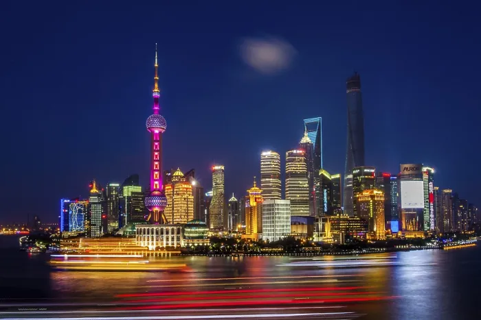 Framed Print : Shanghai Print: Cityscape at Night Framed Print : Shanghai Print: Cityscape at Night