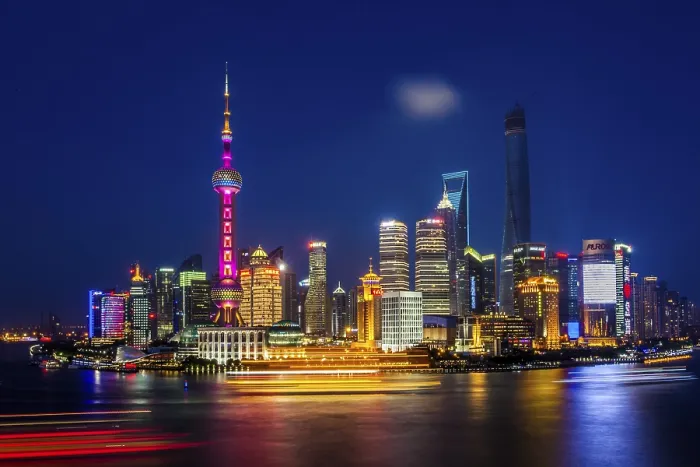 Framed Print : Shanghai Print - Cityscape at Night Framed Print : Shanghai Print - Cityscape at Night