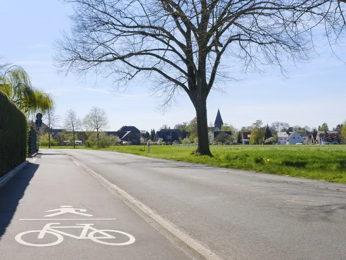 Framed Print : Shared Pavement and Cycle Path Print, Germany Framed Print : Shared Pavement and Cycle Path Print, Germany