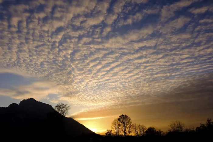 Framed Print : Sheep Clouds at Dusk Print, Untersberg Silhouette
