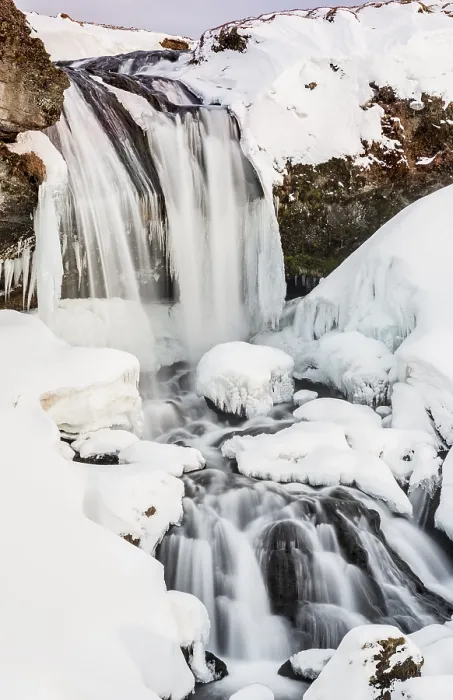 Framed Print : Sheep's Waterfall at Snow Print, West Iceland