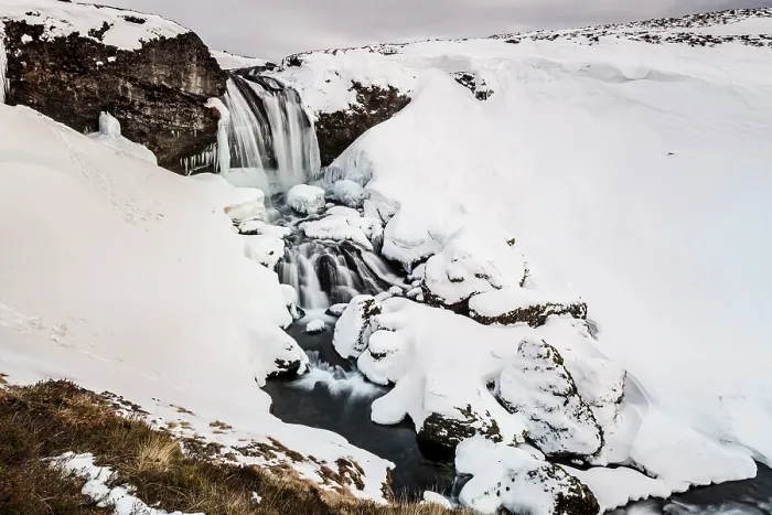 Framed Print : Sheep's Waterfall at Snow Print, West Iceland Framed Print : Sheep's Waterfall at Snow Print, West Iceland