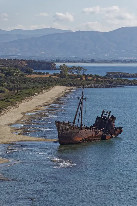 Framed Print : Shipwreck Beached Coaster Print, Valtaki Beach, Greece Framed Print : Shipwreck Beached Coaster Print, Valtaki Beach, Greece