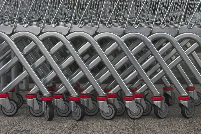 Framed Print : Shopping Carts Waiting for Use - Print Framed Print : Shopping Carts Waiting for Use - Print