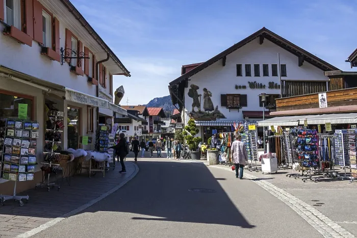 Framed Print : OststraBe Shops Print, Oberstdorf, Bavaria Framed Print : OststraBe Shops Print, Oberstdorf, Bavaria