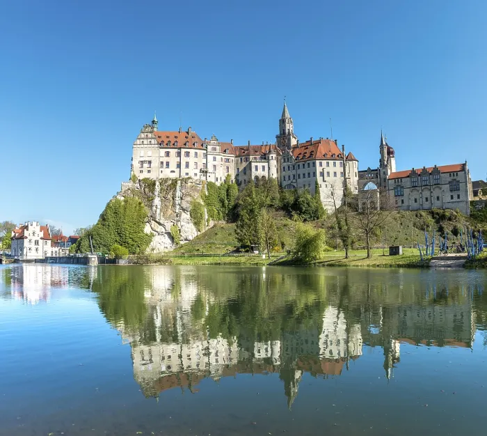 Framed Print : Sigmaringen Castle Print with Danube Reflection, Germany