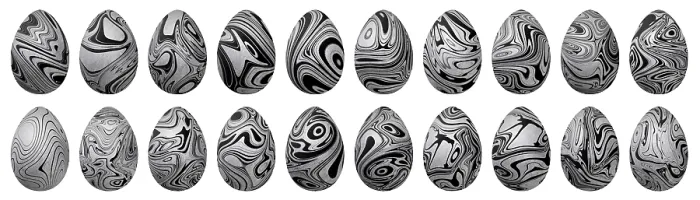 Framed Print : Silver Easter Eggs Print, Trendy Style Set Framed Print : Silver Easter Eggs Print, Trendy Style Set