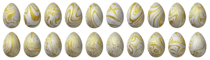 Framed Print : Silver and Gold Easter Eggs Print, Trendy Style Set