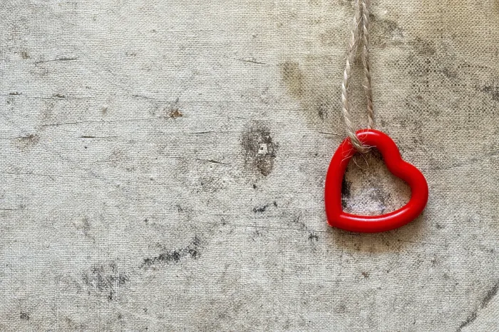 Framed Print : Single Red Heart Hanging Print