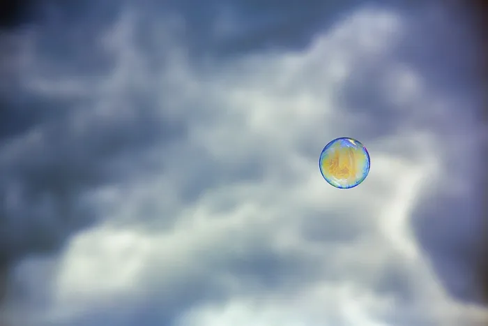 Framed Print : Single Soap Bubble Print, Dark Cloudy Sky Framed Print : Single Soap Bubble Print, Dark Cloudy Sky