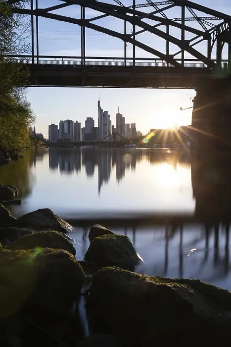Framed Print : Print of Frankfurt Skyline at Sunset on River Main Framed Print : Print of Frankfurt Skyline at Sunset on River Main