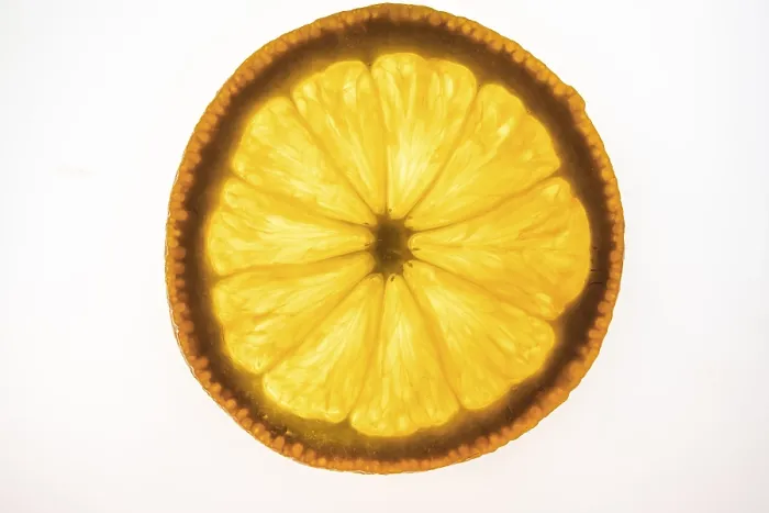 Framed Print : Slice of Orange Print on White Background