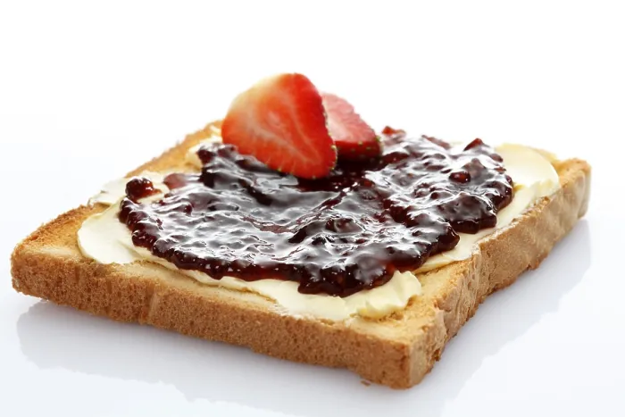 Framed Print : Toasted Slice of Bread Print with Strawberry Jam Framed Print : Toasted Slice of Bread Print with Strawberry Jam