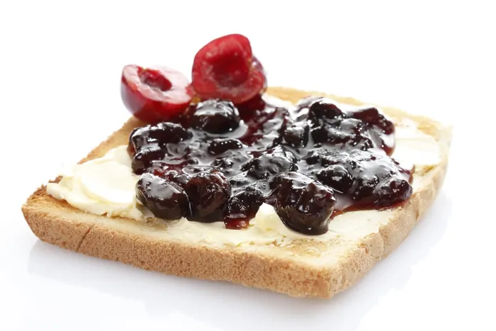 Framed Print : Toasted Slice of Bread Print with Cherry Jam Framed Print : Toasted Slice of Bread Print with Cherry Jam