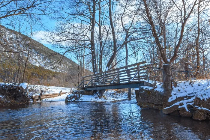 Framed Print : Winter Landscape with Small Bridge over Stream Print Framed Print : Winter Landscape with Small Bridge over Stream Print