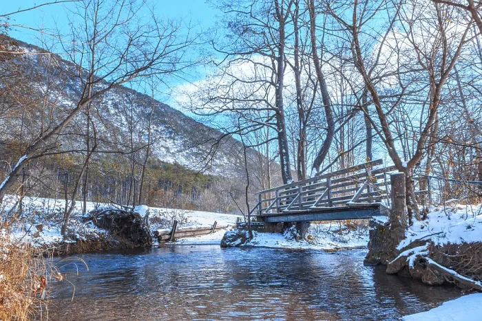 Framed Print : Small Bridge over Stream Winter Print, Ternitz Austria Framed Print : Small Bridge over Stream Winter Print, Ternitz Austria