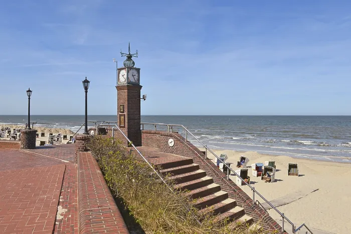 Framed Print : Wangerooge Clock Tower Beach Print Framed Print : Wangerooge Clock Tower Beach Print
