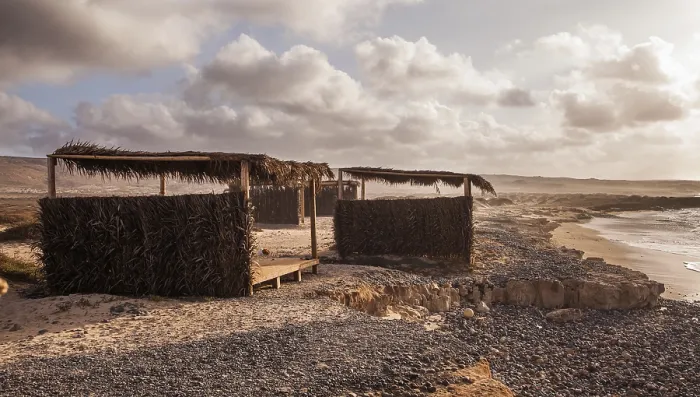 Framed Print : Small Huts on the Beach Print Framed Print : Small Huts on the Beach Print