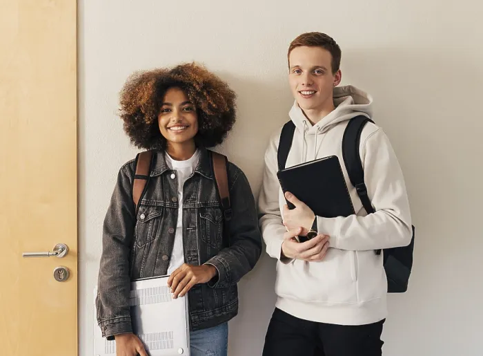 Framed Print : Two Smiling Classmates Wall Print Framed Print : Two Smiling Classmates Wall Print