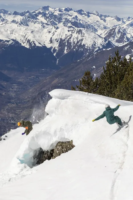 Framed Print : Two Snowboarders Descend a Pristine Mountain Slope Print Framed Print : Two Snowboarders Descend a Pristine Mountain Slope Print