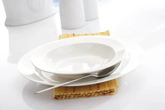 Framed Print : Soup Plates Print - Empty and Full Framed Print : Soup Plates Print - Empty and Full