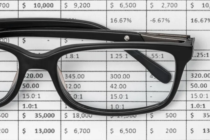 Framed Print : Detail of a Spreadsheet and Glasses Print Framed Print : Detail of a Spreadsheet and Glasses Print
