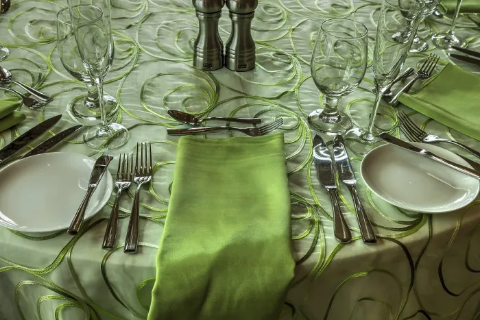 Framed Print : Spring Green Table Setting Print with Utensils Framed Print : Spring Green Table Setting Print with Utensils