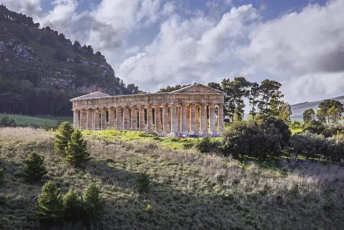 Framed Print : Spring Landscape with Temple of Segesta Print, Sicily, Italy Framed Print : Spring Landscape with Temple of Segesta Print, Sicily, Italy
