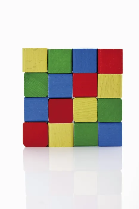 Framed Print : Square Building Bricks Print in Mosaic Colors Framed Print : Square Building Bricks Print in Mosaic Colors