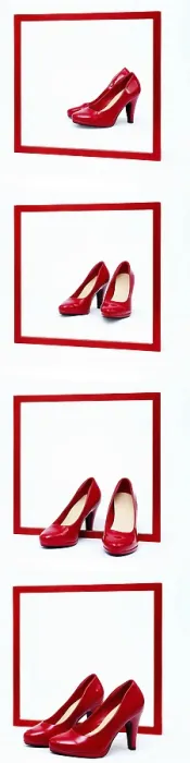 Framed Print : Red High Heels in Front of a Square Red Frame Print