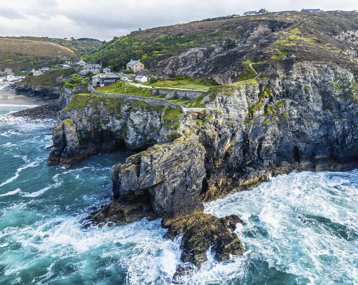 Framed Print : St Agnes Beach and Cliffs Drone Print, Cornwall, England Framed Print : St Agnes Beach and Cliffs Drone Print, Cornwall, England