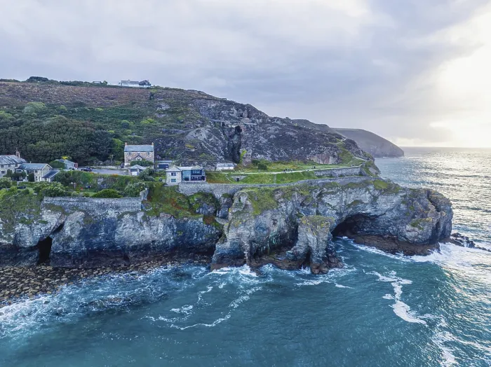 Framed Print : St Agnes Beach and Cliffs Drone Print, Cornwall, England