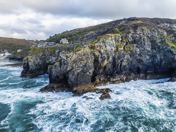 Framed Print : St Agnes Beach and Cliffs Drone Print, Cornwall, England Framed Print : St Agnes Beach and Cliffs Drone Print, Cornwall, England