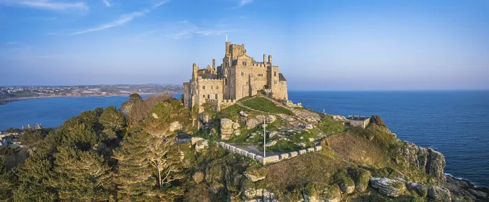 Framed Print : St Michaels Mount Print from a Drone, Cornwall, England