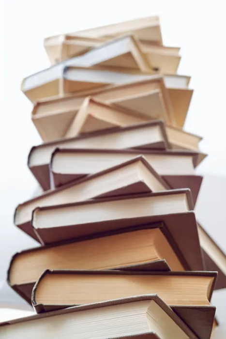 Framed Print : Scientific Stack of Books in Library Print