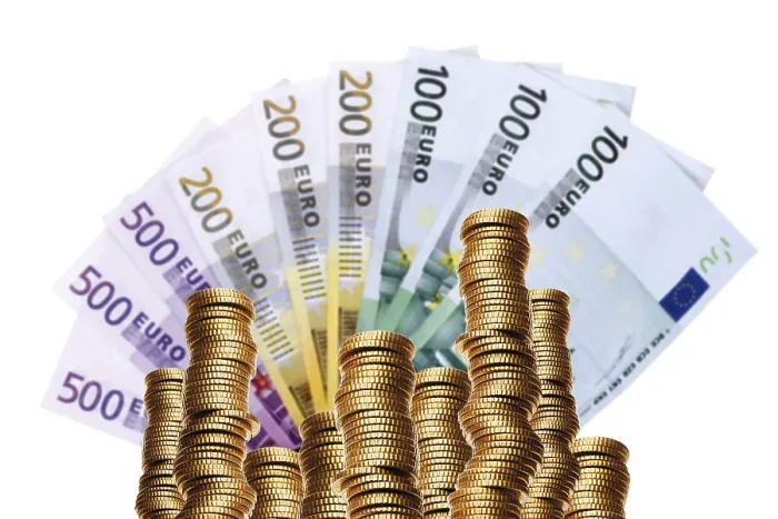 Framed Print : Stack of Coins in Front of Banknotes Print Framed Print : Stack of Coins in Front of Banknotes Print